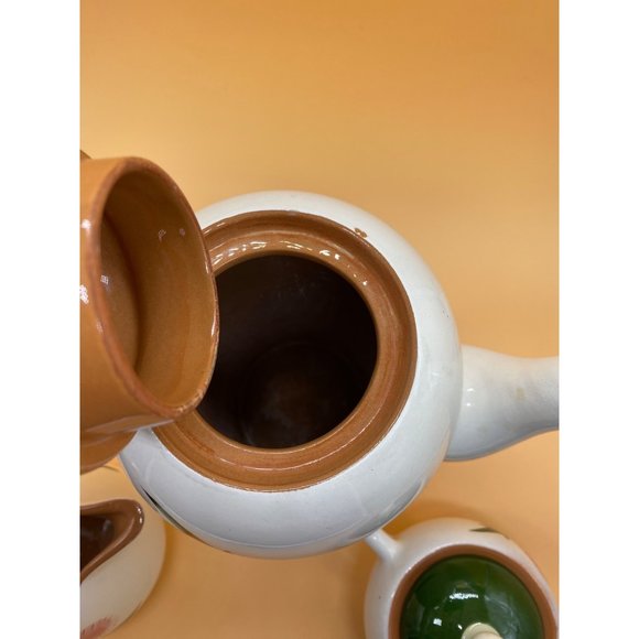 Vintage Stangl pottery Thistle MCM tea/coffee pot with sugar( lid)and creamer - Picture 4 of 6